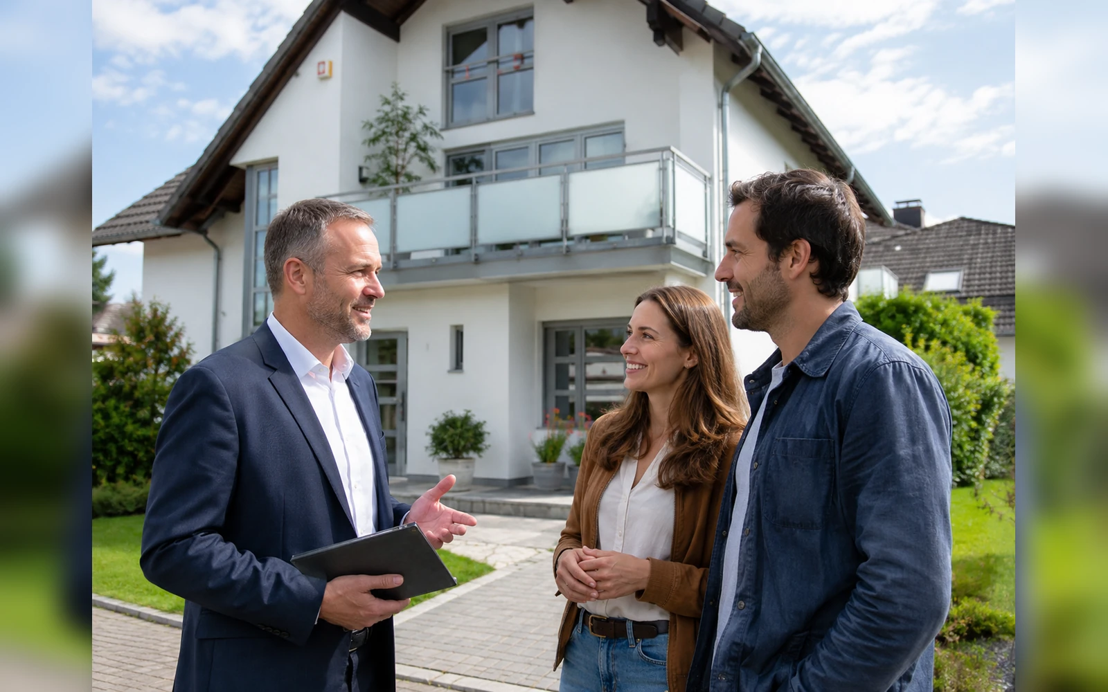 Kaufinteressenten bei einer Besichtigung eines Wohnhauses